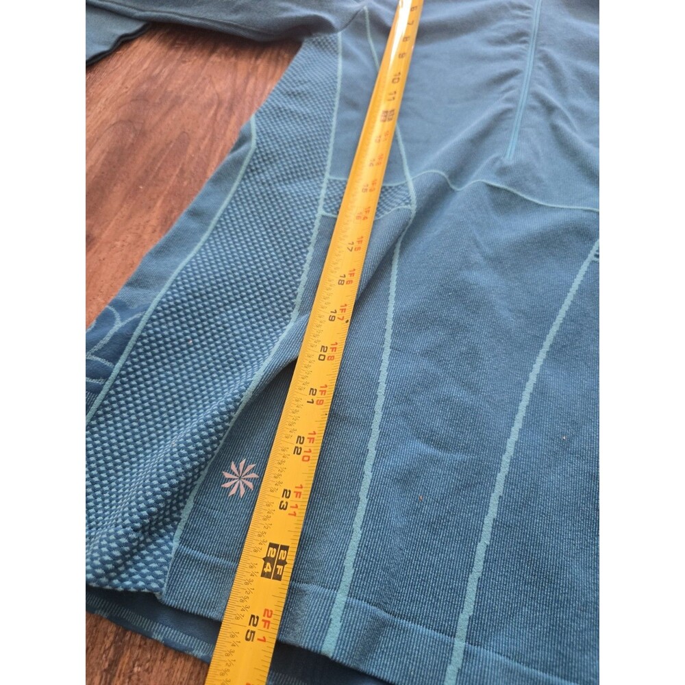 Athleta Teal Hooded Zip Up Jacket Size Large Paisley Mesh Thumb Holes Activewear - Picture 5 of 5